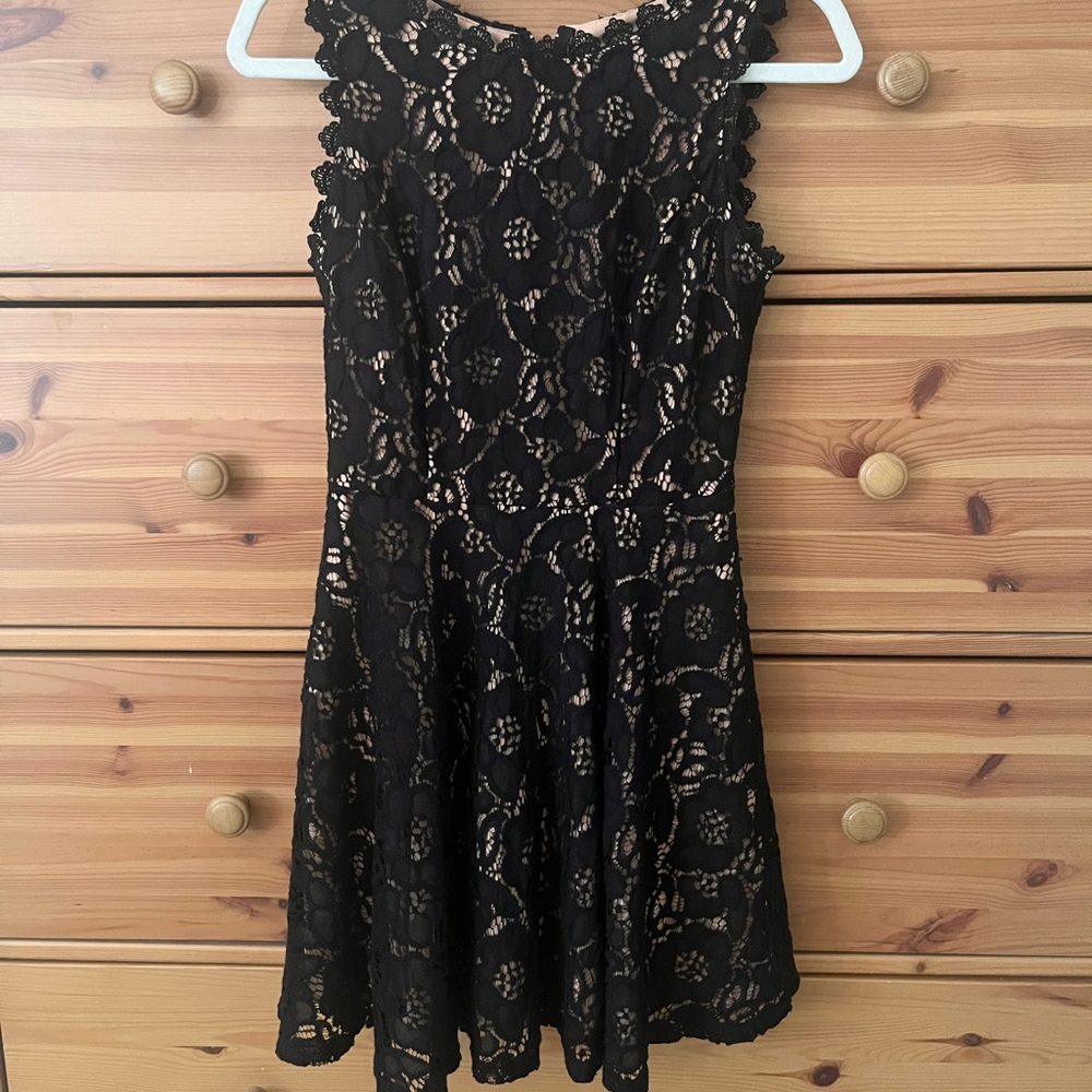 Black fit and flare lace dress